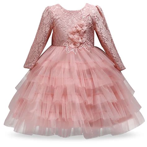 2018 Winter Clothes Girls Dress Wedding Long Sleeve Dress Party Kids