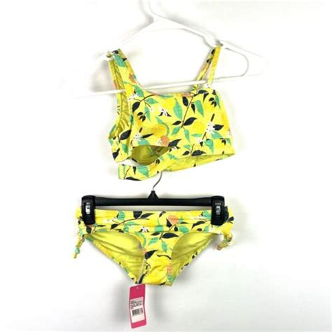 Seafolly Girl’s Two Piece Yellow Tropical Swimsuit Set Size 12 Ebay