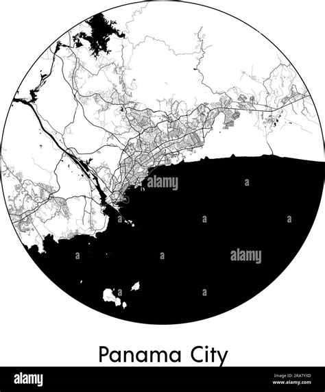 City Map Panama City Panama North America Vector Illustration Black