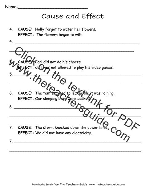 Free Printable Cause And Effect Worksheets