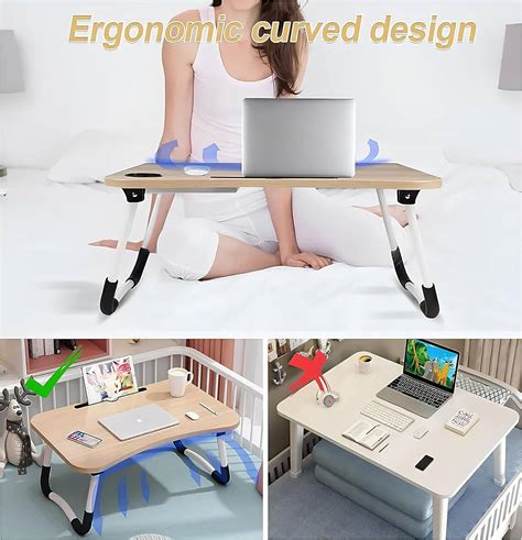 Portable Folding Laptop Table With IPad And Cup Holder Brown Buy Best