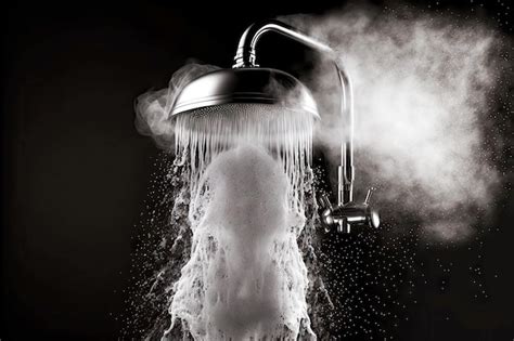 Premium Photo Hot Water Flows From Tap With Shower Head And Steam Is Formed