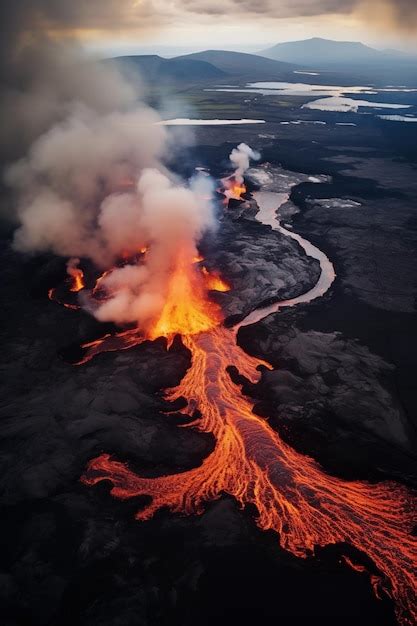 Vulkanausbruch Und Erdbeben In Island Premium Foto