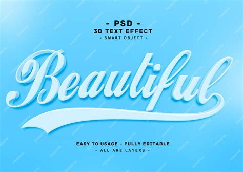 Premium Psd Beautiful 3d Blue Text Style Effect