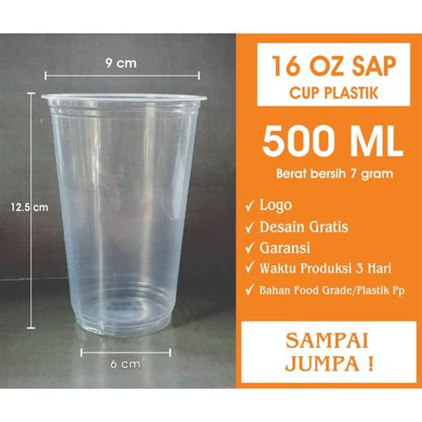 Jual Cup Gelas Plastik 16 Oz Datar SAP 7 Gr 1000 Pcs Shopee Indonesia