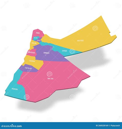 Jordan Political Map of Administrative Divisions Stock Vector ...