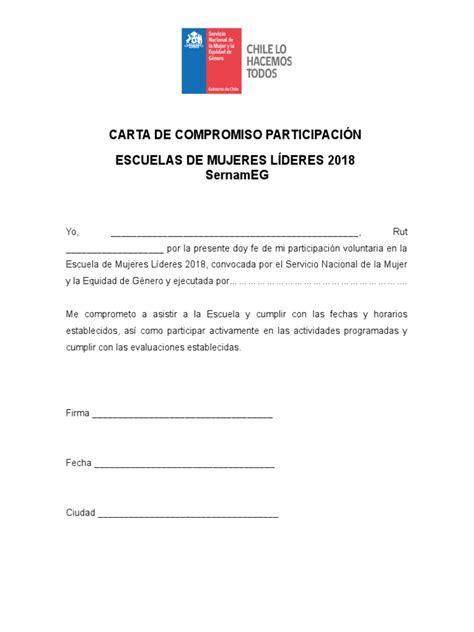 Carta De Compromiso De Participación Pdf