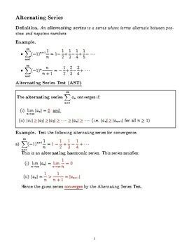 Alternating Series Test For Series Scaffolded Full Notes Integral