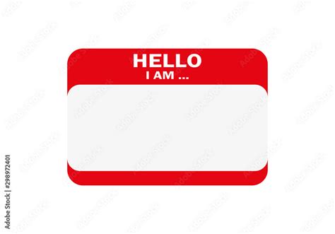 Hello I Am Sticker Vector Orange Color Stock Vector Adobe Stock