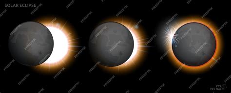 Premium Vector Set Of Solar Eclipse Phases 3d Illustration Set Of