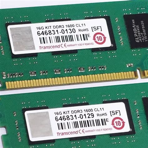 1円 Transcendelpida Ddr3 1600 16gb 8gb X2 計16gb Pc3 12800 デスクトップ用 8g