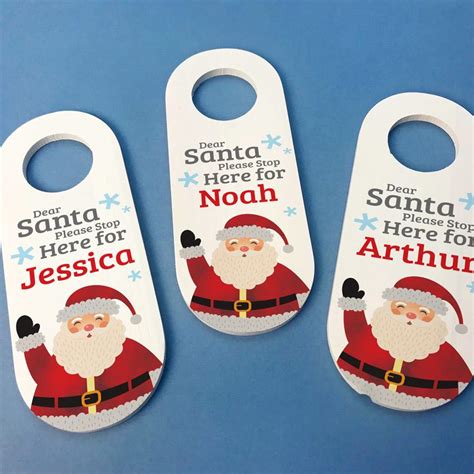 Personalised Santa Stop Here Wooden Door Hangers