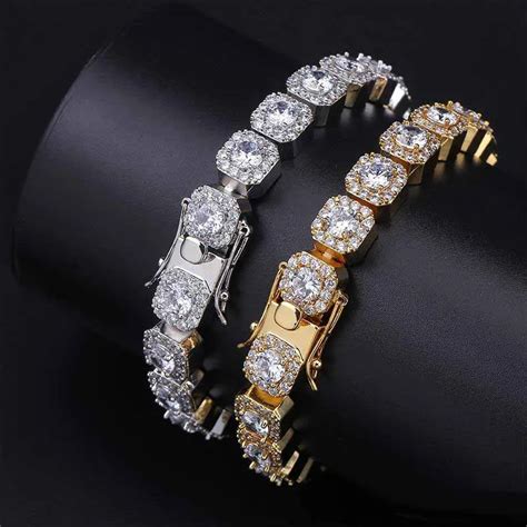 Pulsera De Diamantes Para Hombre Iced Out Bling Cubic Zirconia Cadenas