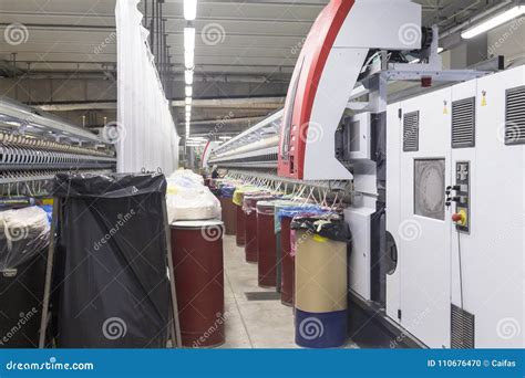 Textile Industry. Cotton Spinning Machine Stock Photo - Image of line ...