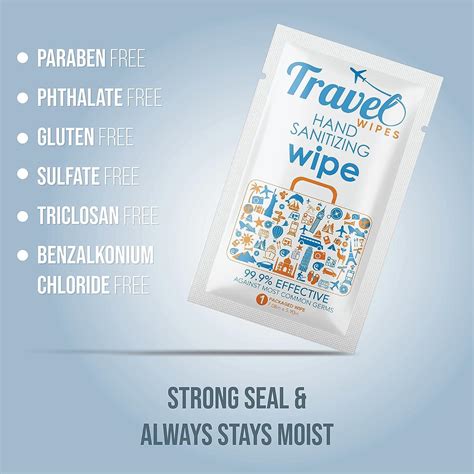 Premium Hand Sanitizing Travel Wipes Individually Packed With Moisturizer Made In Usa