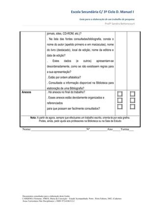 Guião para elaborar um trabalho escolar PDF