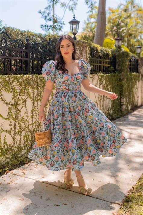 Floral Puff Sleeve Dress In Floral Skirt Outfits Ladylike Dress