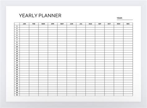 yearly planneryearly planner printableannual planner template
