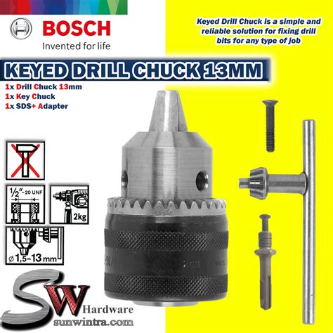 Bosch 13mm Keyed Type Drill Chuck Adapter Cw Sds Plus Adapter For