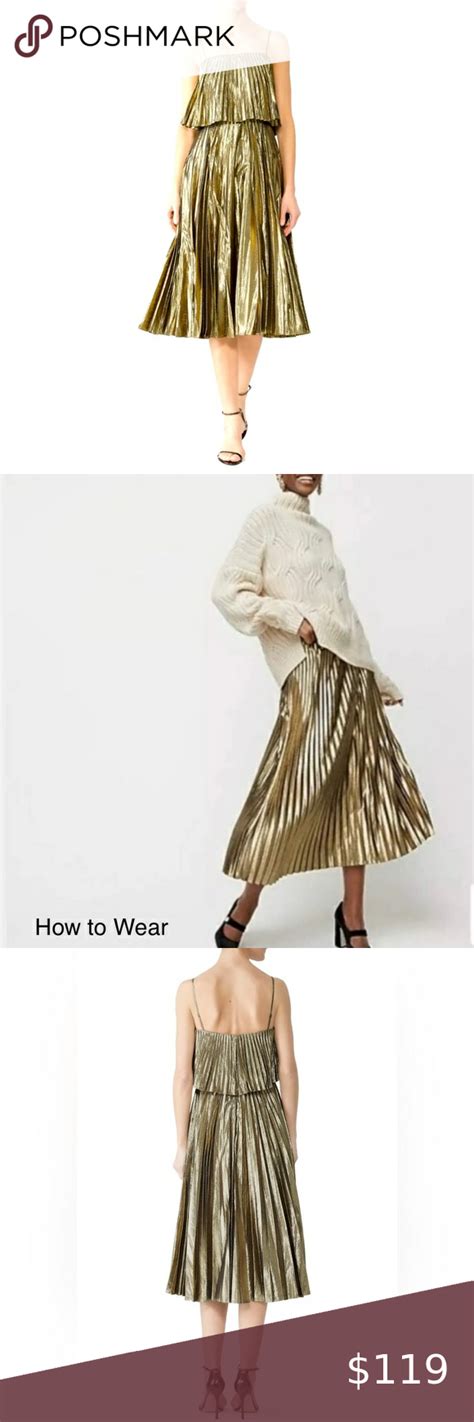 J Crew Collection Gold Lamé Tiered Midi Dress Metallic Gold Party