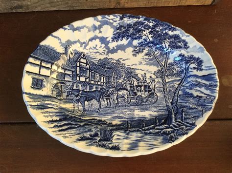 Myott Royal Mail Blue Oval Serving Platter Staffordshire Etsy