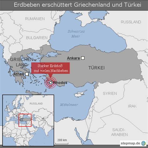 Stepmap Erdbeben Ersch Ttert Griechenlad Und T Rkei Landkarte F R