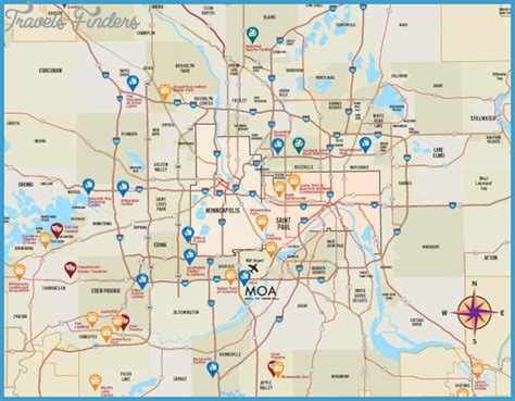 Minneapolis St. Paul Map Tourist Attractions - TravelsFinders.Com