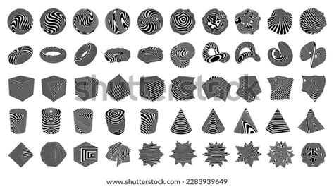 Set 3d Optical Illusions On Shapes Stock Vector (Royalty Free ...