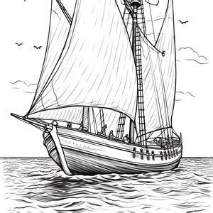 Set Sail With Boat Coloring Pages Instant Download - Perfect for