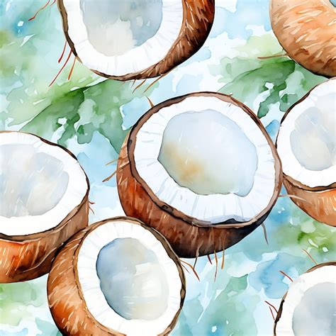 Premium Photo Abstract Watercolor Coconuts Pattern