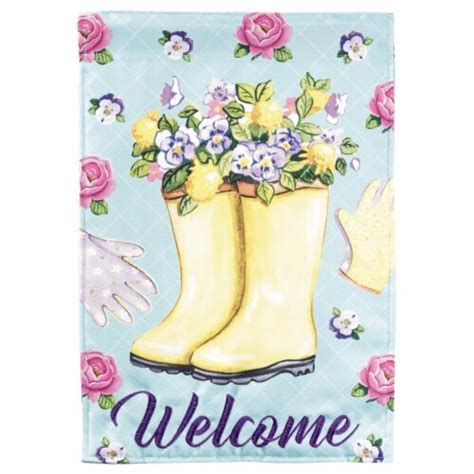 Magnolia Gardens FLAG 2083 13 X 18 In Floral Welcome Rain Boots Garden