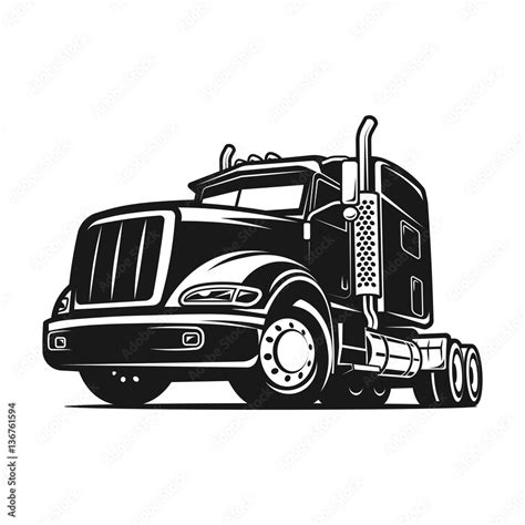 Truck black and white vector illustration Stock Vector | Adobe Stock