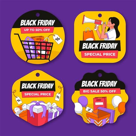 Free Vector Hand Drawn Tags Banners Collection For Black Friday Sale