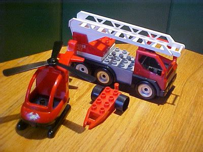 Mega Bloks Duplo Size FIRE TRUCK, FIRE HELICOPTER, FIRE TRAILER EUC | #468193551