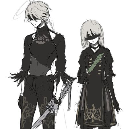 Yorha No 2 Type B And Yorha No 9 Type S Nier And 1 More Drawn By