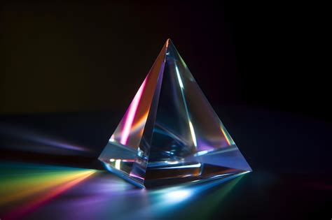 Premium Photo A Glass Pyramid With Rainbow Reflection