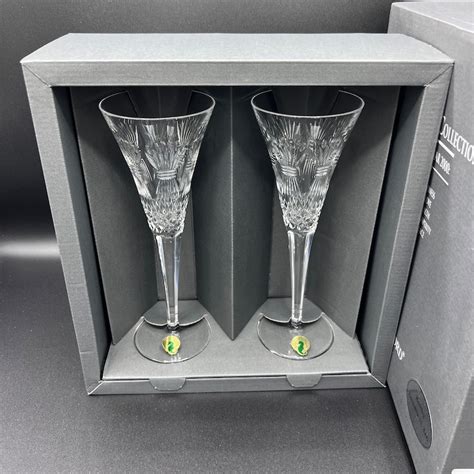 Waterford Crystal Champagne Flutes The Millennium Collection Yr2000 Prosperity Design