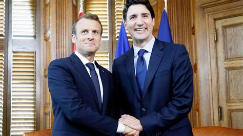 Justin Trudeau And Emmanuel Macron Hold A Joint News Conference Ahead