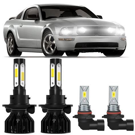 Hmcyci For Ford Mustang Led Headlight Bulbs High Low Beam Fog