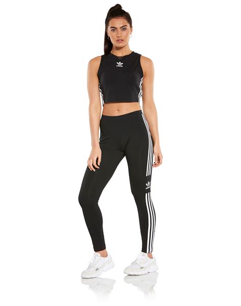 Womens Black Adidas Originals Trefoil Leggings Life Style Sports