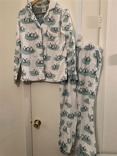 Munki Munki Penguins Flannel Pj Set Size S Small Cotton Bamboo Blend Ebay