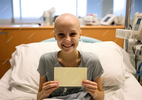 Premium Photo Child Cancer Survivor With Blank Note