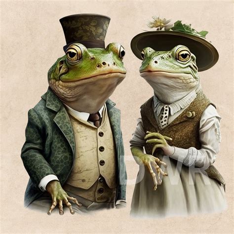 14 Steampunk Frogs Frog Clipart Bride And Groom Frog Digital Old