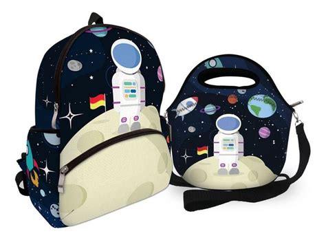 Kit Mochila Baby Em Isoflex Lancheira Térmica Astronauta Isoprene