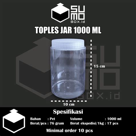 Jual Toples Jar Plastik Silinder 1000ml Bening Toples Tabung Bulat