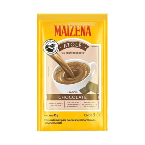 Fécula de maíz para preparar atole fortificado sabor chocolate Maizena