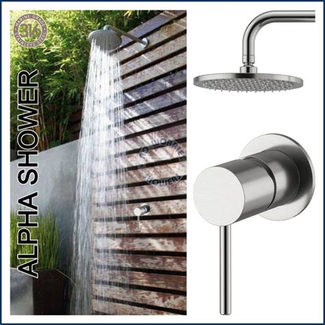 Alpha Outdoor 316 Stainless Steel Marine Grade Wall Mounted Shower Arm Shower Head A Hot And