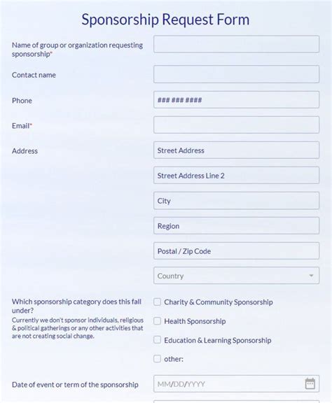 Editable Sponsorship Form Template Free Printable Templates