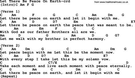 Printable Lyrics To Let There Be Peace On Earth - Printable Word Searches