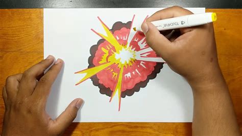 How To Draw And Coloring Kaboom Explosion Effect Step By Step Youtube